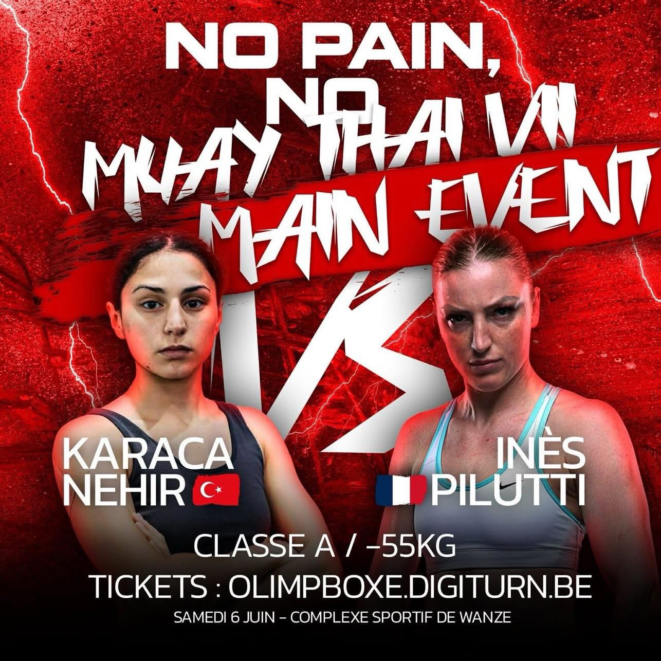 Ines Pilutti en main event du No pain No Muay thai VII